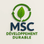 refais le logo MSC en 3D avec MSC en bleu nuit et Développement Durable en vert, avec un fond blanc